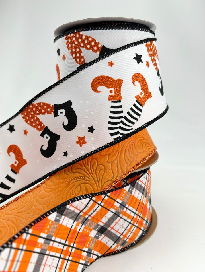 DIY ribbon bow bundle - Halloween witch x 3 wired ribbons