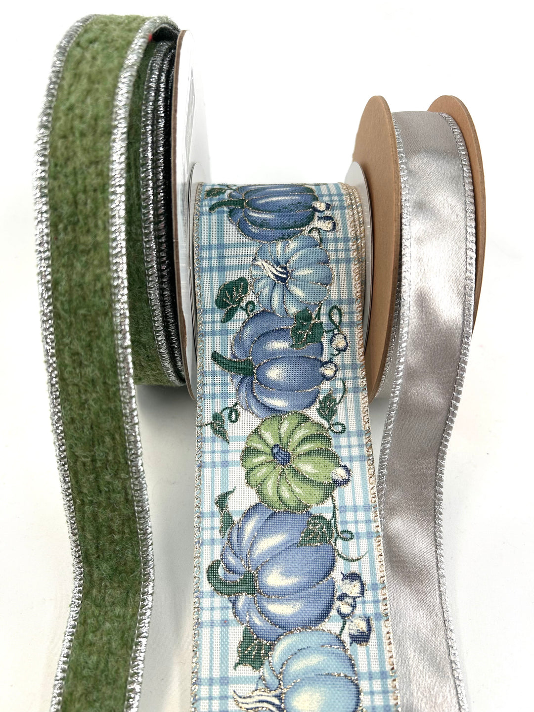 Fall Blue Pumpkin Bow Bundle x 3 Ribbons