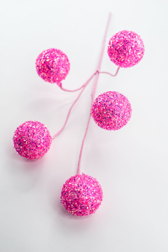 Hot Pink Frizzy Ball Pick -  18"
