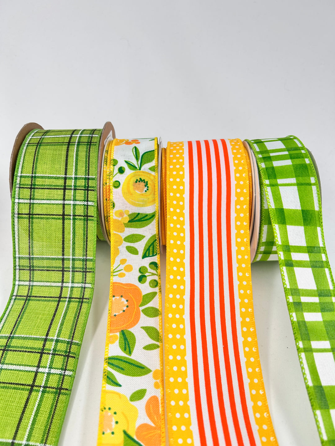 Vibrant Citrus Floral bow bundle x 4 wired ribbons