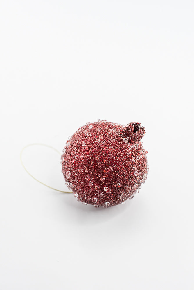 Artificial Red Beaded Pomegranate, Pear & Apple - 3-4" SET of 3 assorted