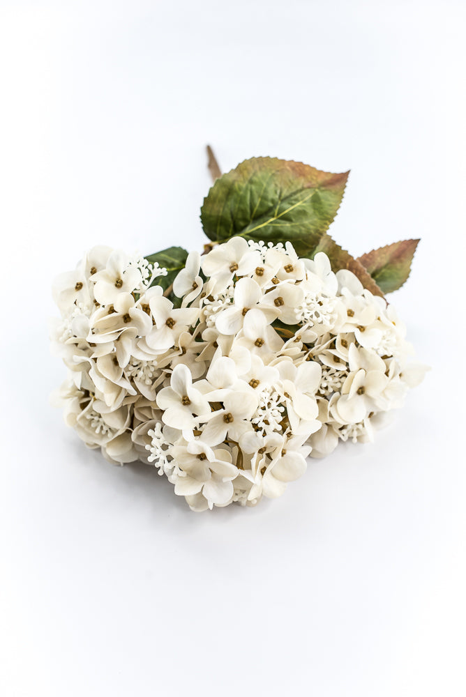 Artificial, Ivory, Hydrangea Bush - 17"
