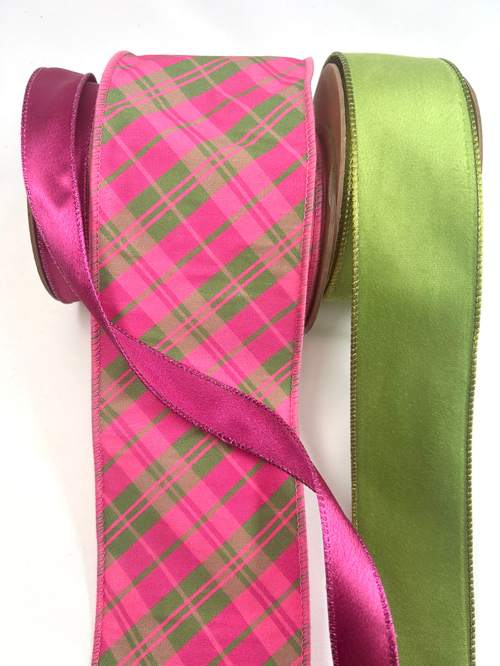Fall And Holiday Pink Bow Bundle x 3 Wired Ribbons