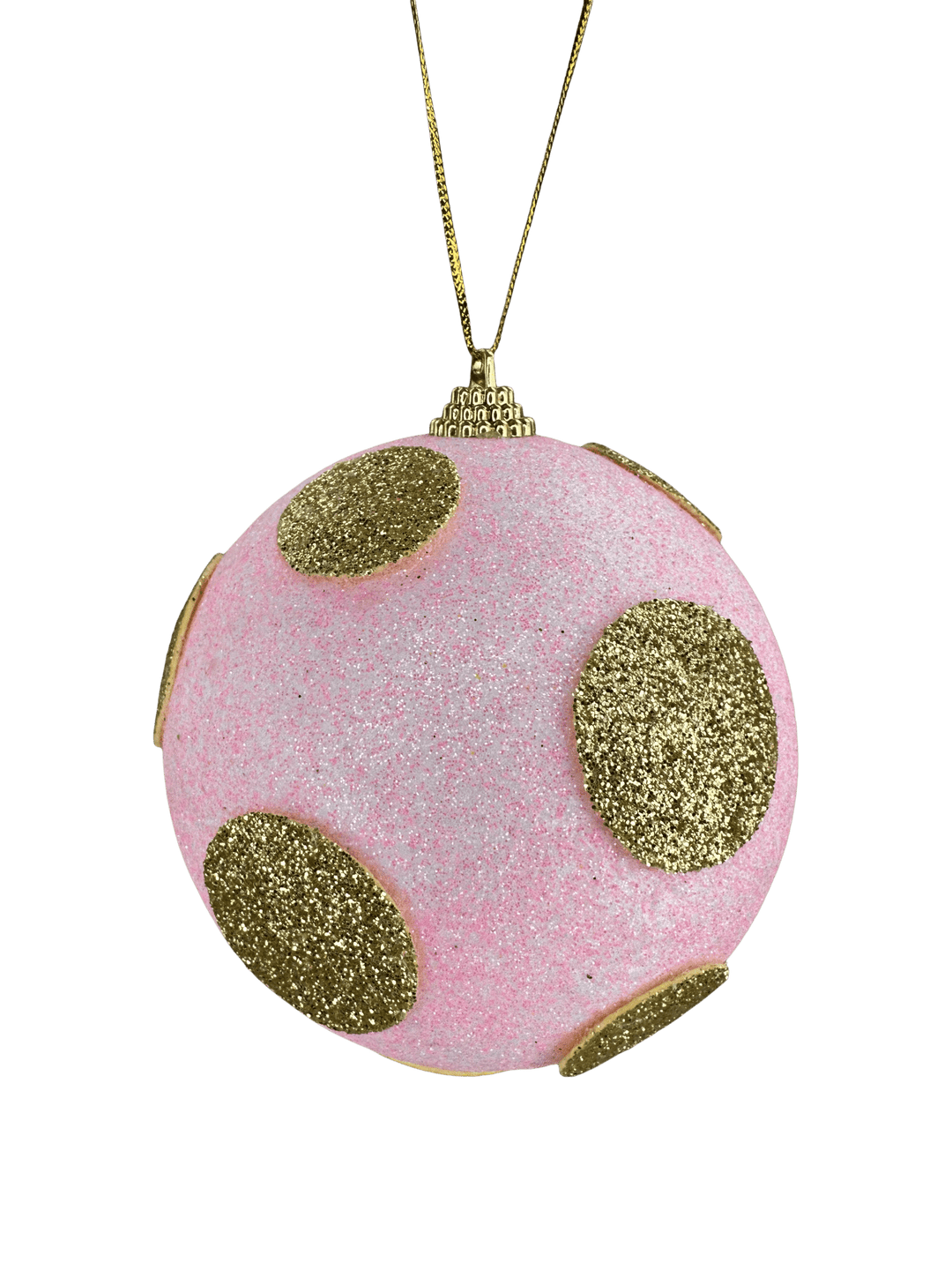 4 Inch Light Pink and Gold Polkadot Ornament Ball - Greenery Market84174LTPKGD