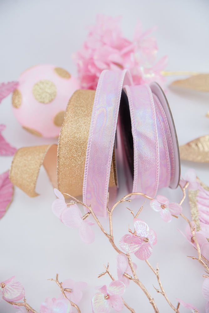 4 Inch Light Pink and Gold Polkadot Ornament Ball - Greenery Market84174LTPKGD