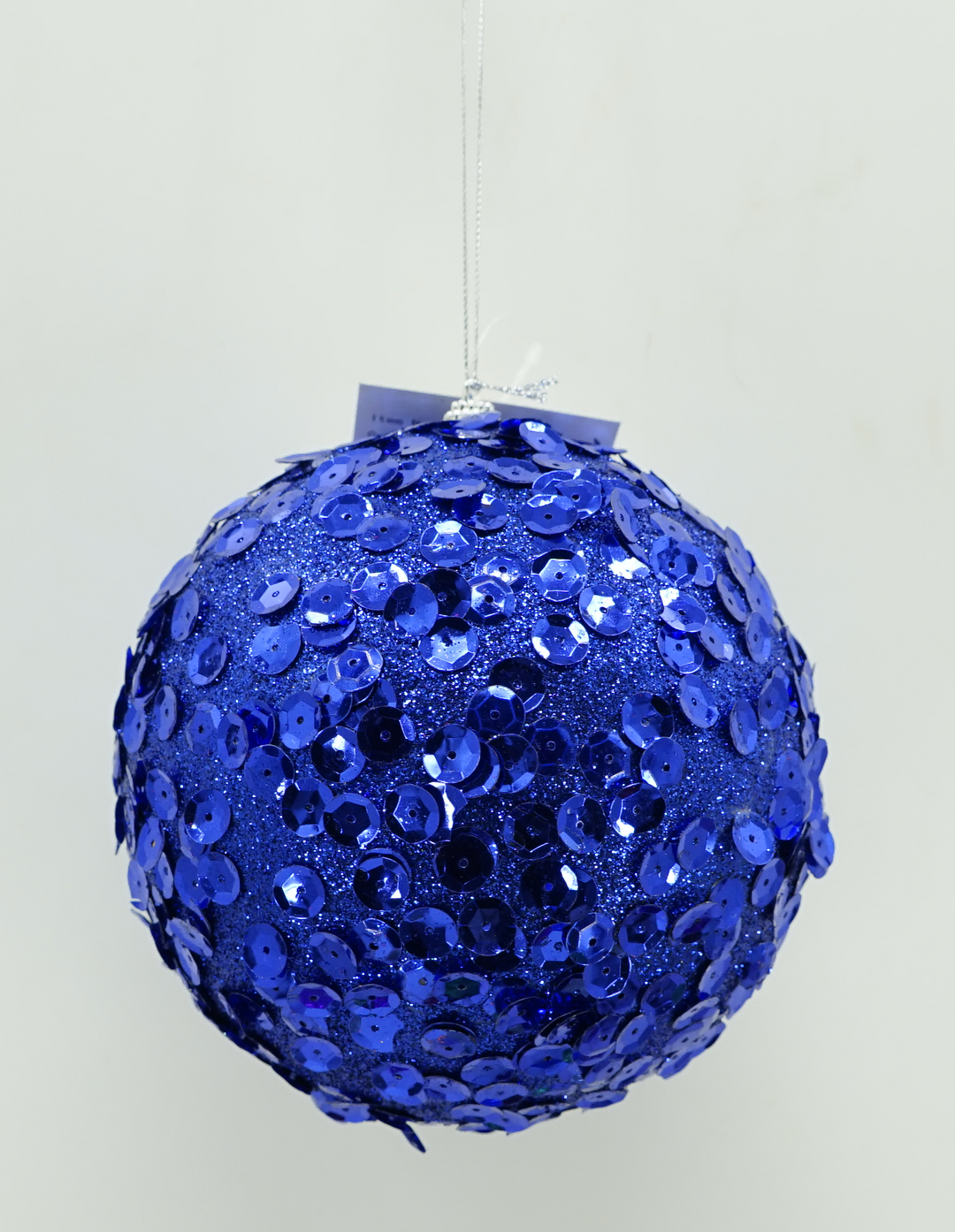 Blue Glitter Sequin Ball Ornament - 6"