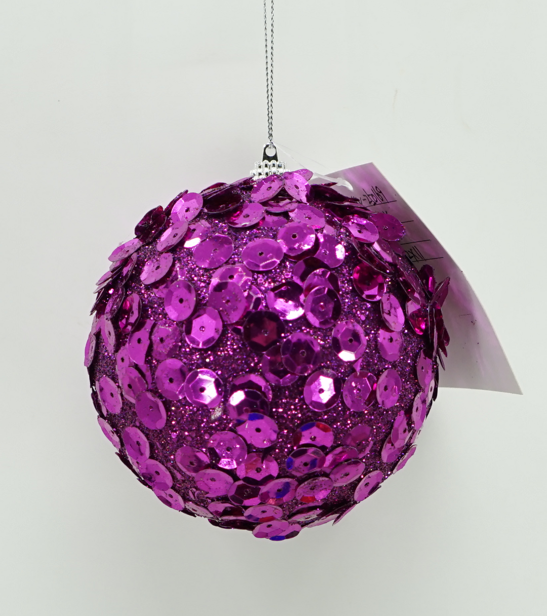 Fuchsia Glitter Sequin Ball Ornament - 4"