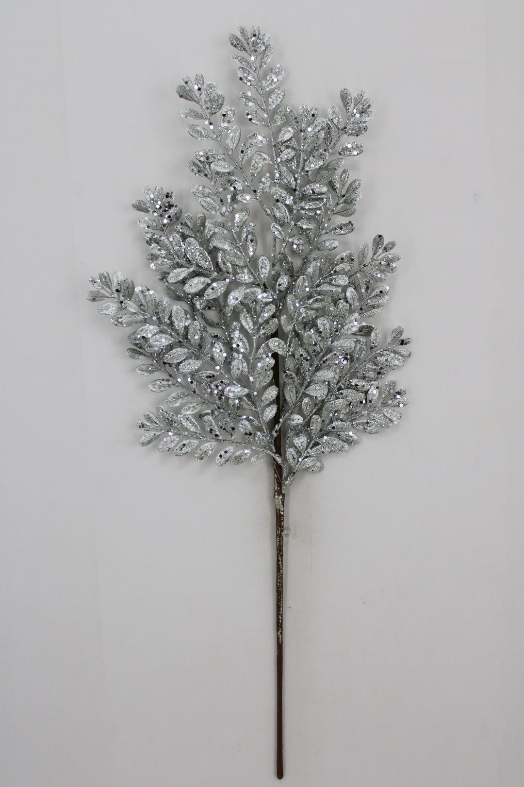 Artificial Silver Glitter Fern Spray - 26"