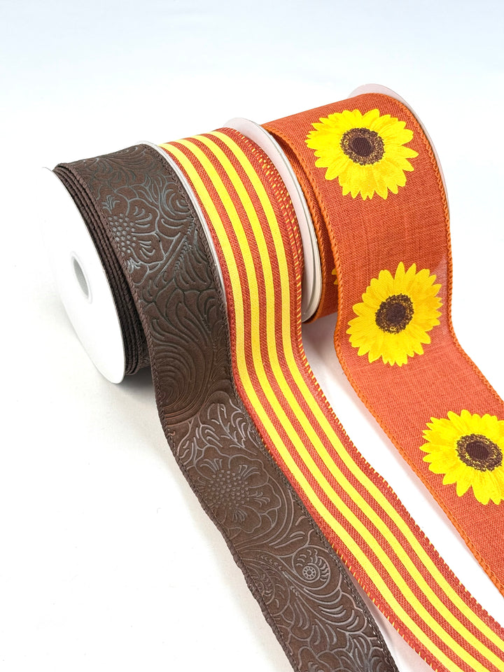 Rust Sunflower Bow Bundle x 3 Ribbons