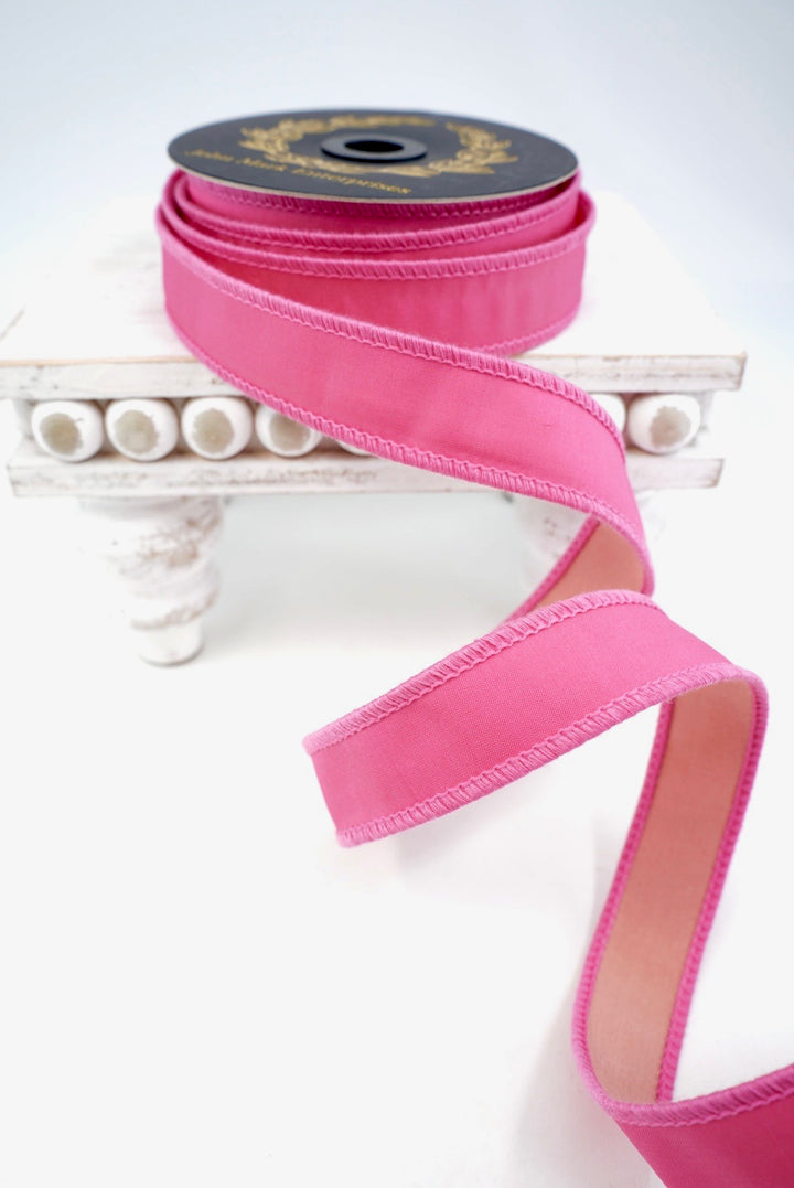 John Mark, Pink, Taffeta Wired Ribbon - 1"