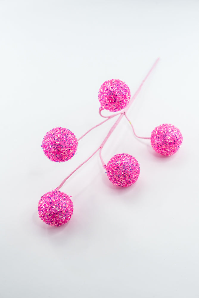 Hot Pink Frizzy Ball Pick -  18"