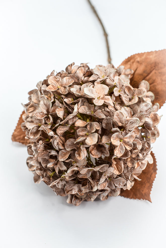 Artificial, Copper, Single Hydrangea Stem - 27"