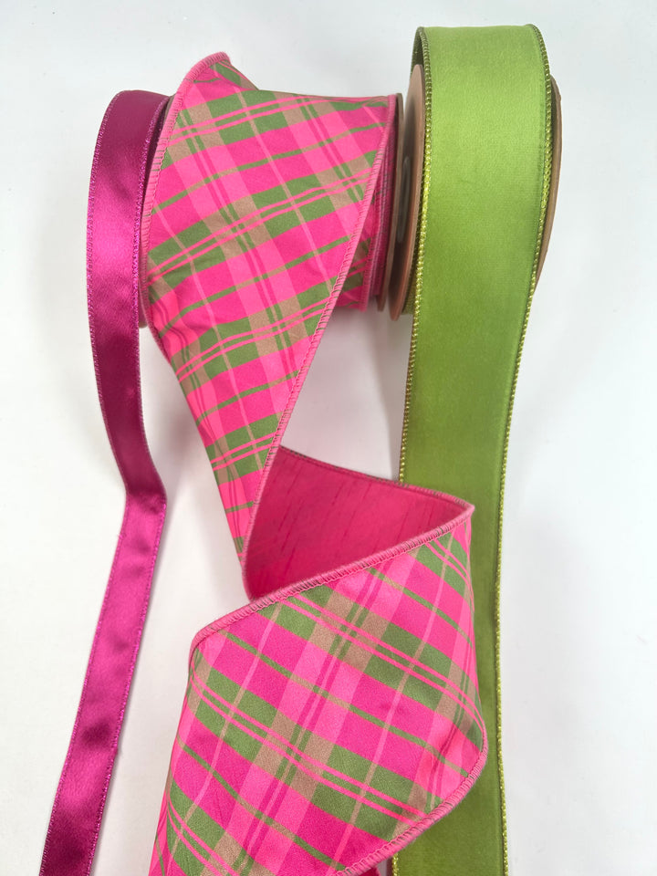 Fall And Holiday Pink Bow Bundle x 3 Wired Ribbons