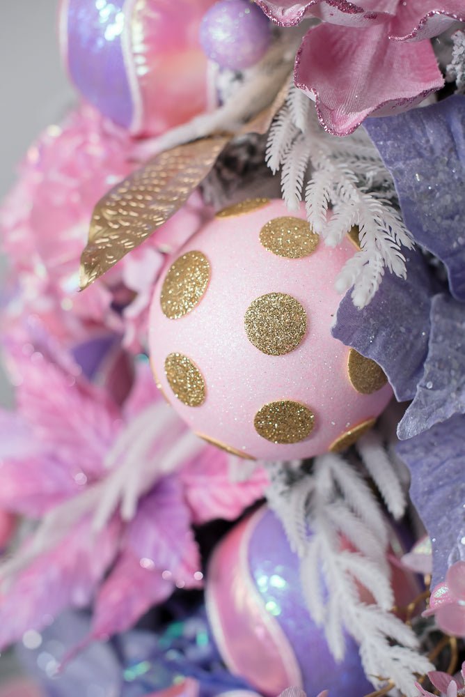 5 Inch Light Pink and Gold Polkadot Ornament Ball - Greenery Market84175LTPKGD