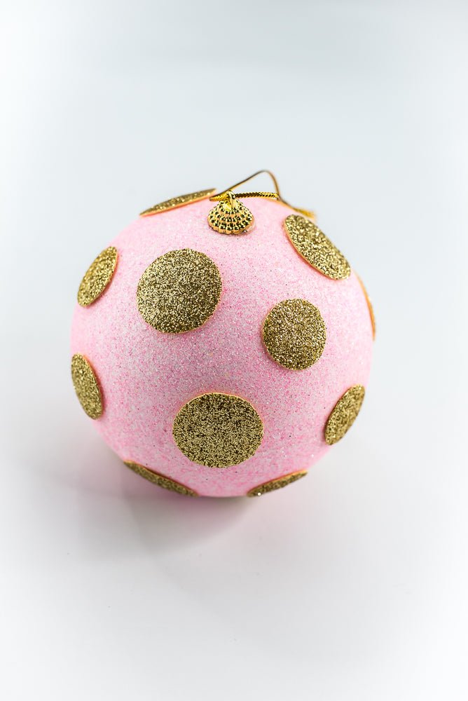 5 Inch Light Pink and Gold Polkadot Ornament Ball - Greenery Market84175LTPKGD