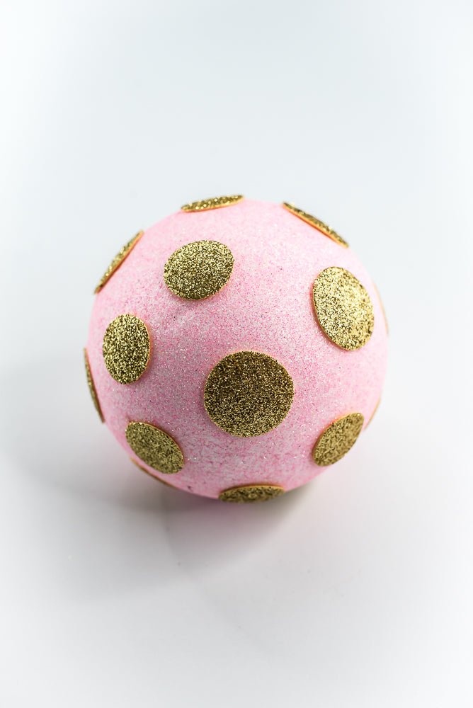 5 Inch Light Pink and Gold Polkadot Ornament Ball - Greenery Market84175LTPKGD