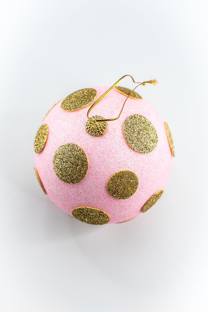 5 Inch Light Pink and Gold Polkadot Ornament Ball - Greenery Market84175LTPKGD