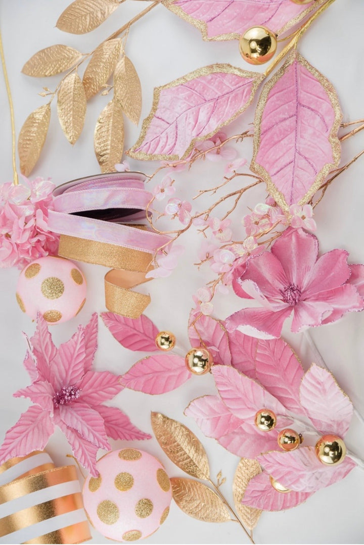 5 Inch Light Pink and Gold Polkadot Ornament Ball - Greenery Market84175LTPKGD