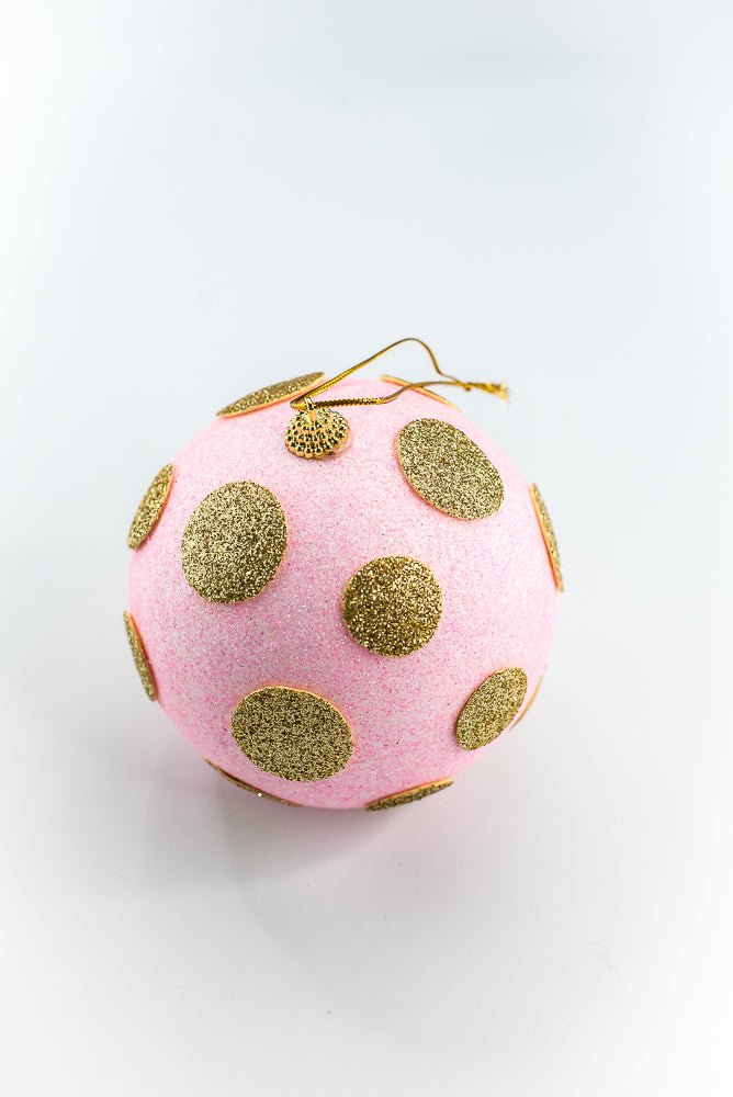 5 Inch Light Pink and Gold Polkadot Ornament Ball - Greenery Market84175LTPKGD