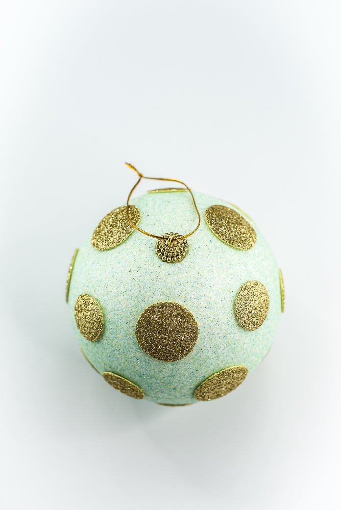 5 Inch Mint and Gold Polkadot Ornament Ball - Greenery Market84175LTMIGD