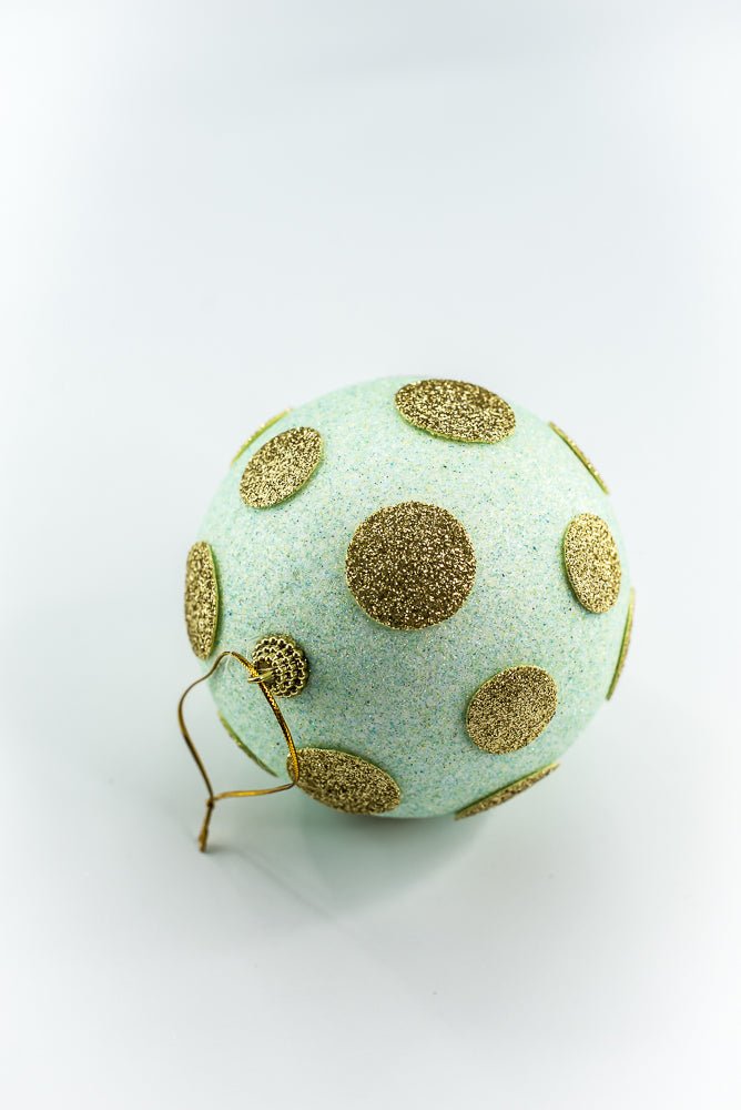5 Inch Mint and Gold Polkadot Ornament Ball - Greenery Market84175LTMIGD