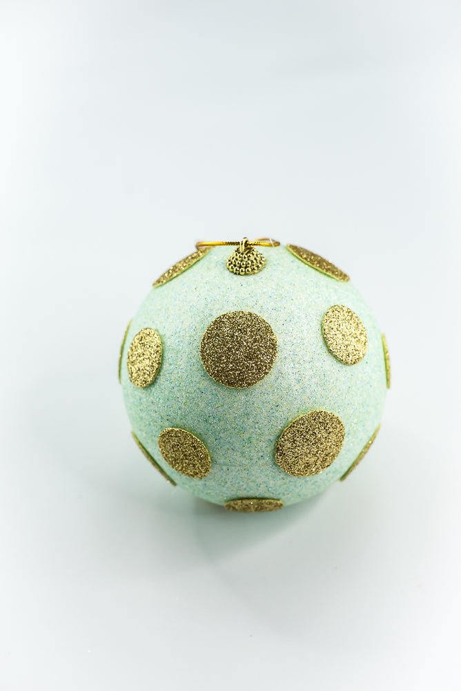 5 Inch Mint and Gold Polkadot Ornament Ball - Greenery Market84175LTMIGD