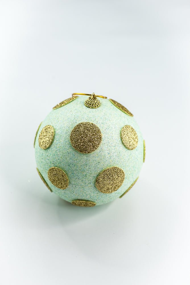 5 Inch Mint and Gold Polkadot Ornament Ball - Greenery Market84175LTMIGD