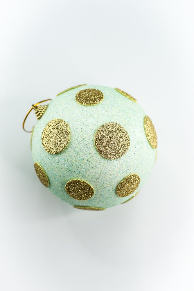 5 Inch Mint and Gold Polkadot Ornament Ball - Greenery Market84175LTMIGD