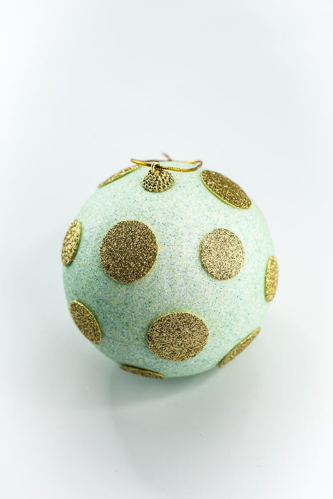 5 Inch Mint and Gold Polkadot Ornament Ball - Greenery Market84175LTMIGD