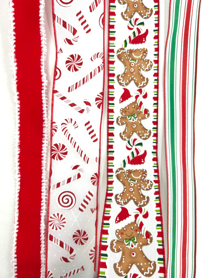 Red Gingerbread Bow Bundle x 4 Wired Ribbons