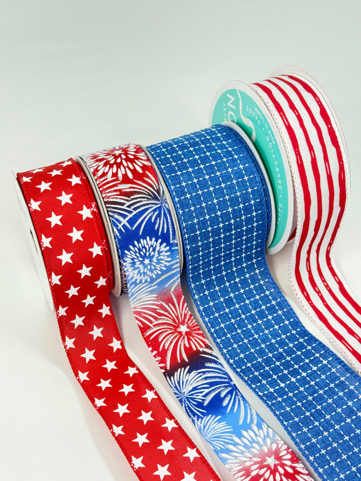 Red and Blue Patriotic Bow Bundle x 4 Ribbons