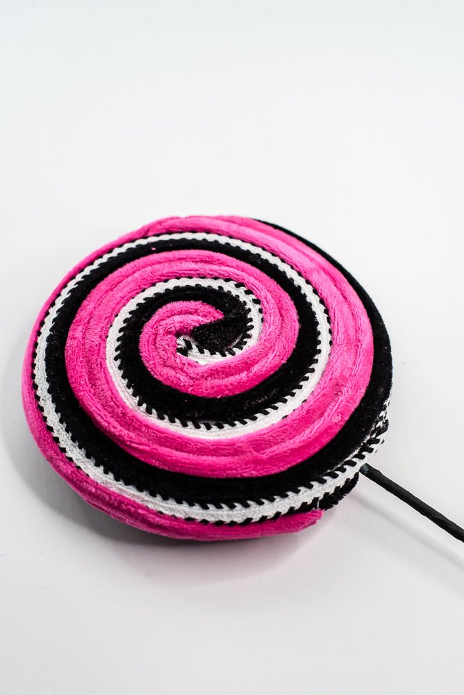 57245BTBK Hot Pink and Black Velvet Ornament Lollipop - Greenery Market57245BTBK