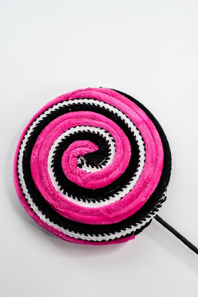 57245BTBK Hot Pink and Black Velvet Ornament Lollipop - Greenery Market57245BTBK