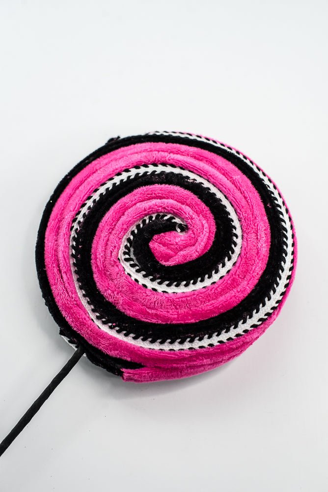 57245BTBK Hot Pink and Black Velvet Ornament Lollipop - Greenery Market57245BTBK