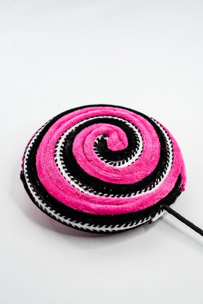 57245BTBK Hot Pink and Black Velvet Ornament Lollipop - Greenery Market57245BTBK