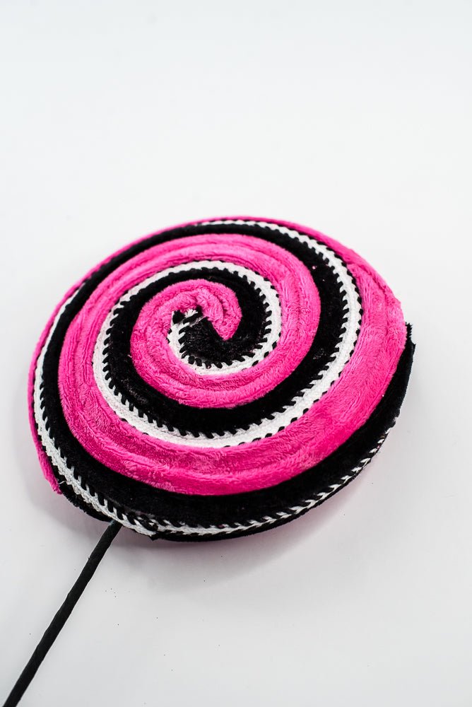 57245BTBK Hot Pink and Black Velvet Ornament Lollipop - Greenery Market57245BTBK