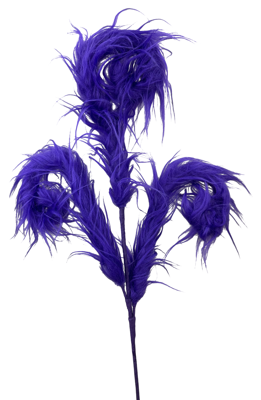 Artificial Purple Furry Spiral Curly Spray - 28"