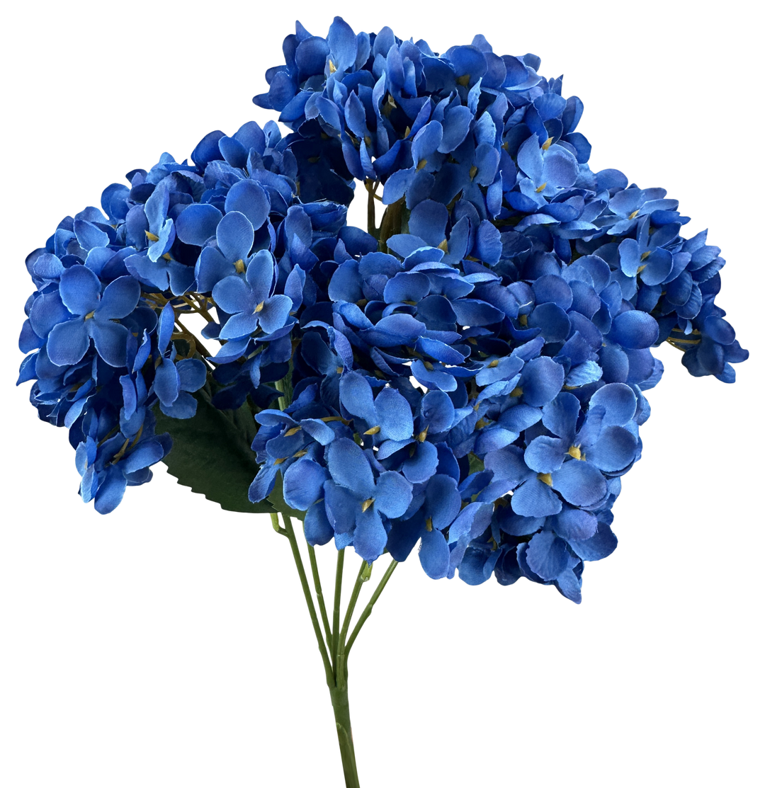 Artificial, Cobalt Blue, Hydrangea Bush - 19"