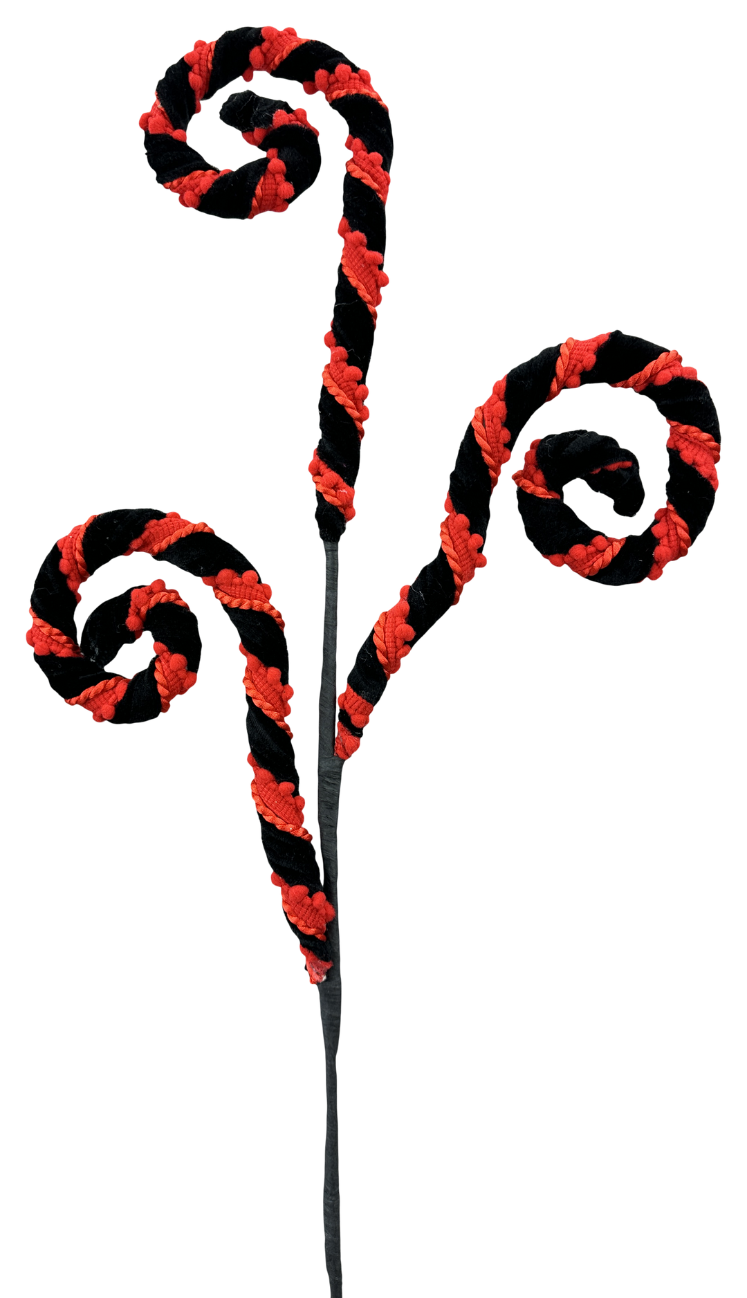 Artificial Red Stripe Spiral Curly Spray - 28"