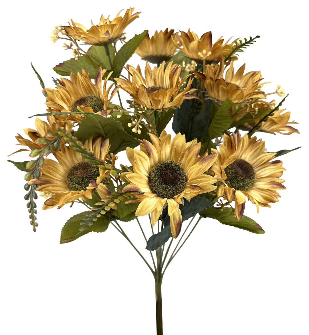 Artificial Beige Sunflower Bush - 19"