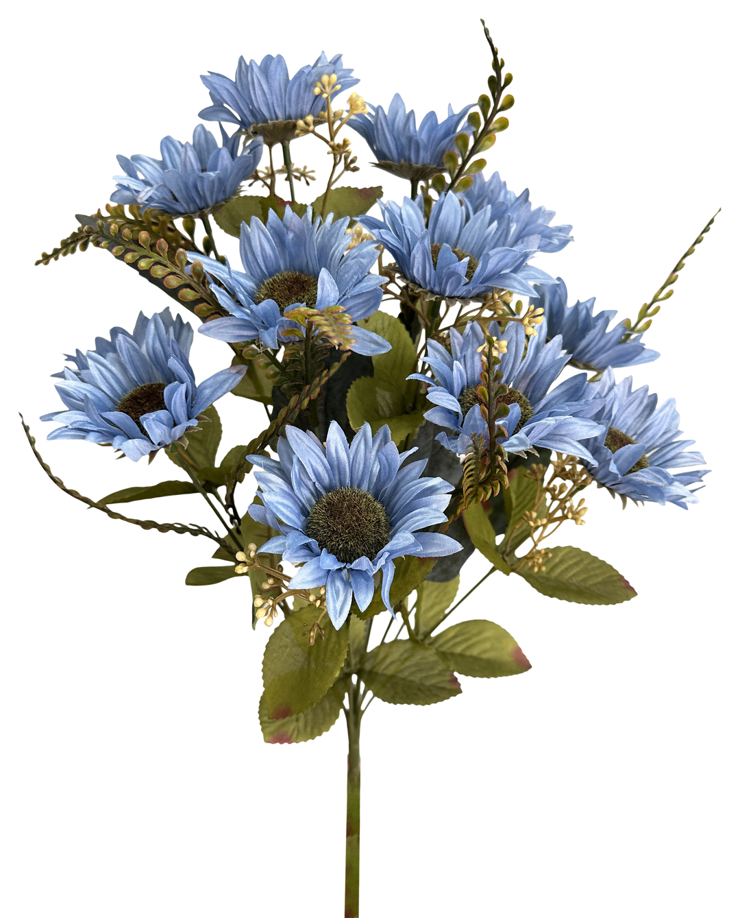 Artificial Blue Sunflower Bush - 19"