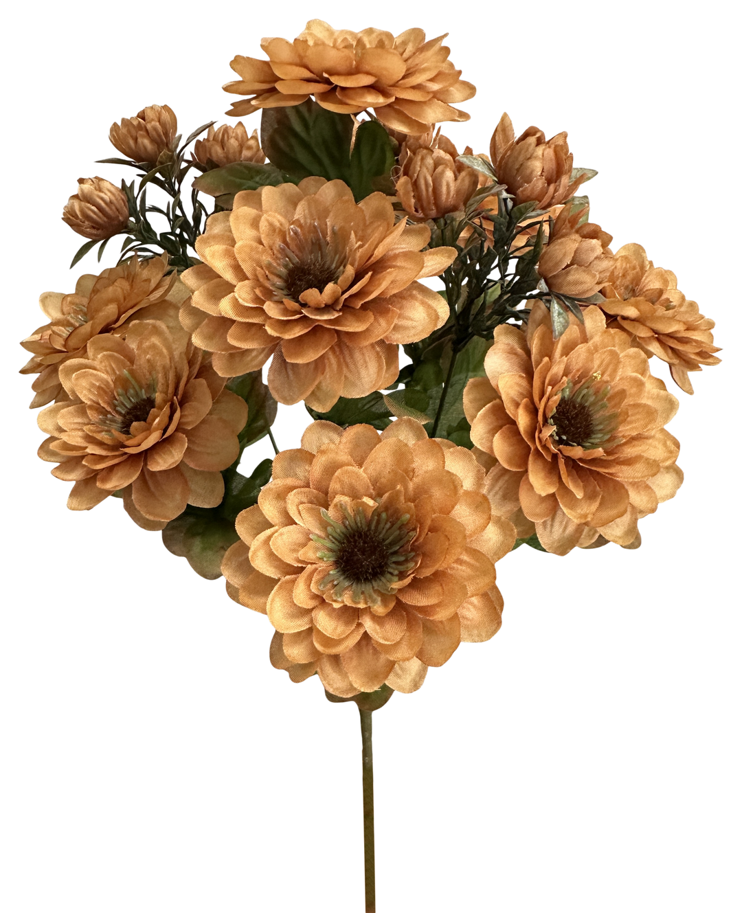 Artificial, Brown, Zinnia Bush - 17"