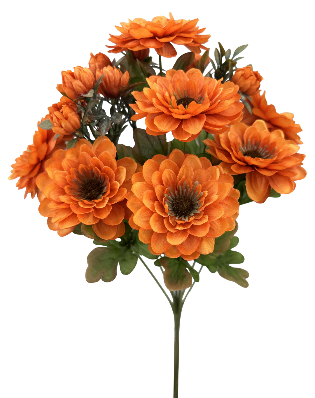 Artificial Orange Zinnia Bush - 17"