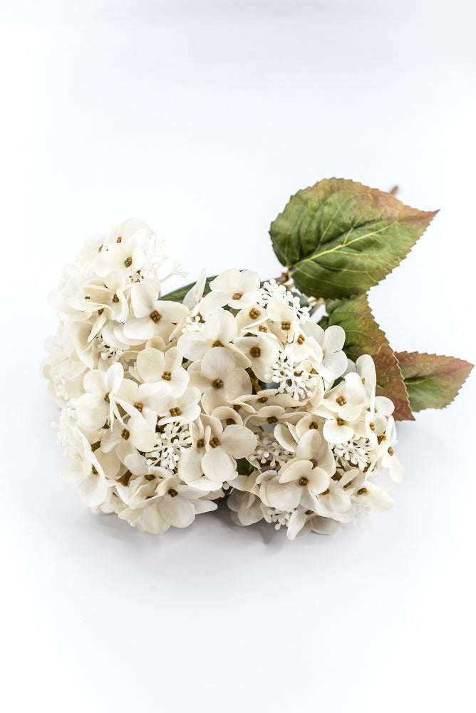 Artificial, Ivory, Hydrangea Bush - 17"