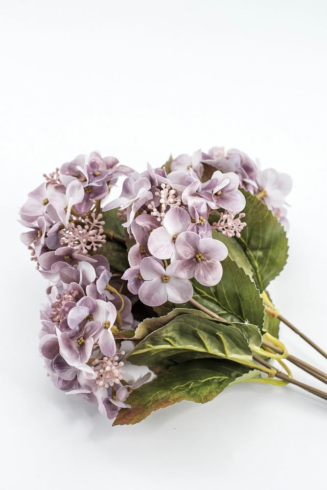 Artificial, Smoke Lavender, Hydrangea Bush - 17"