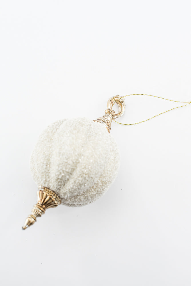 Champagne Snow Ball Finial Ornament - 7.5"