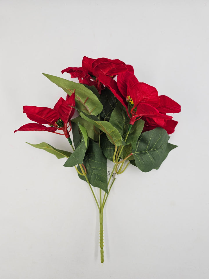 Artificial, Red Poinsettia Bush - 14"