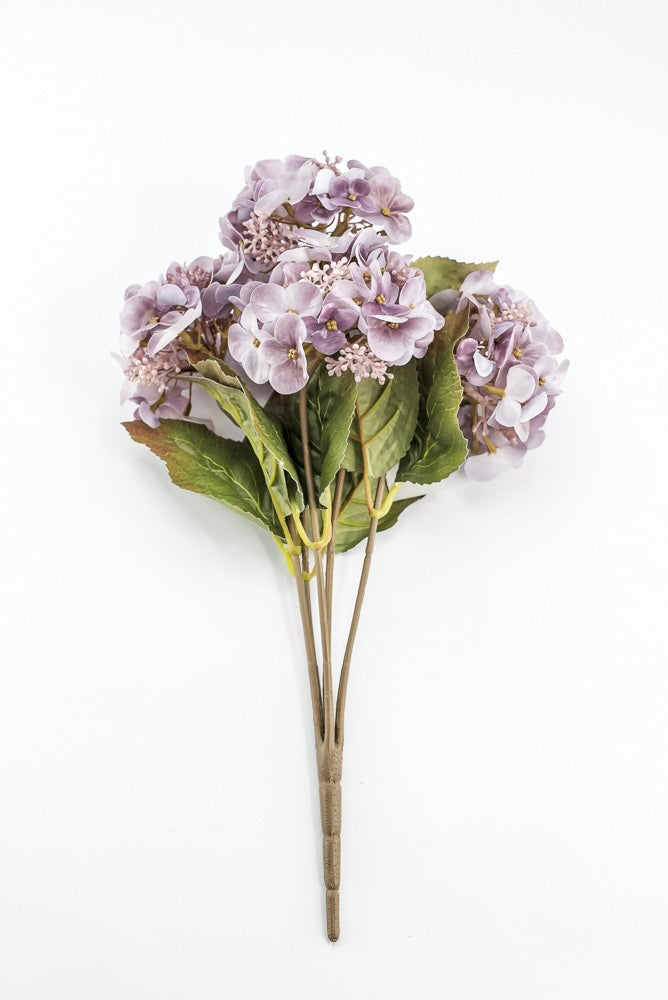 Artificial, Smoke Lavender, Hydrangea Bush - 17"