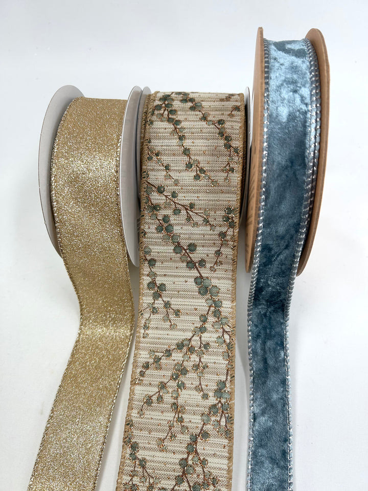 Champagne And Dusty Blue Bow Bundle x 3