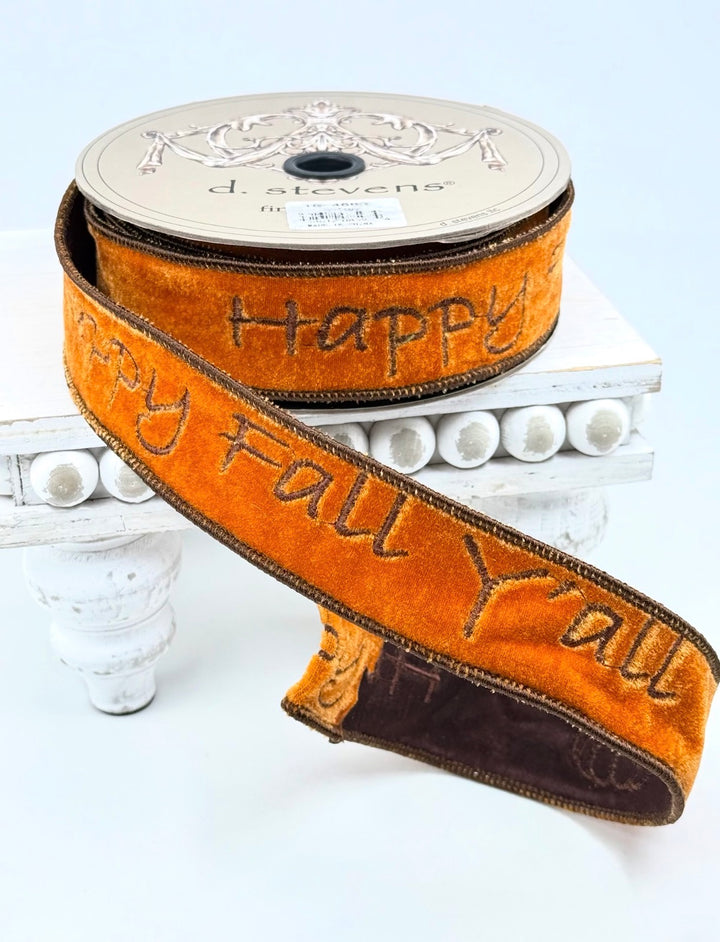 D Stevens Happy Fall Velvet Wired Ribbon 1.5”